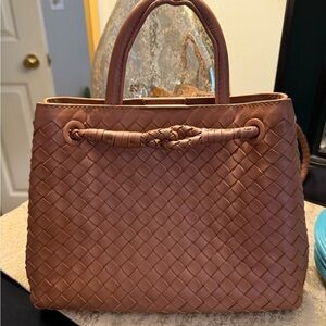 Elegant Brown Woven Leather Tote